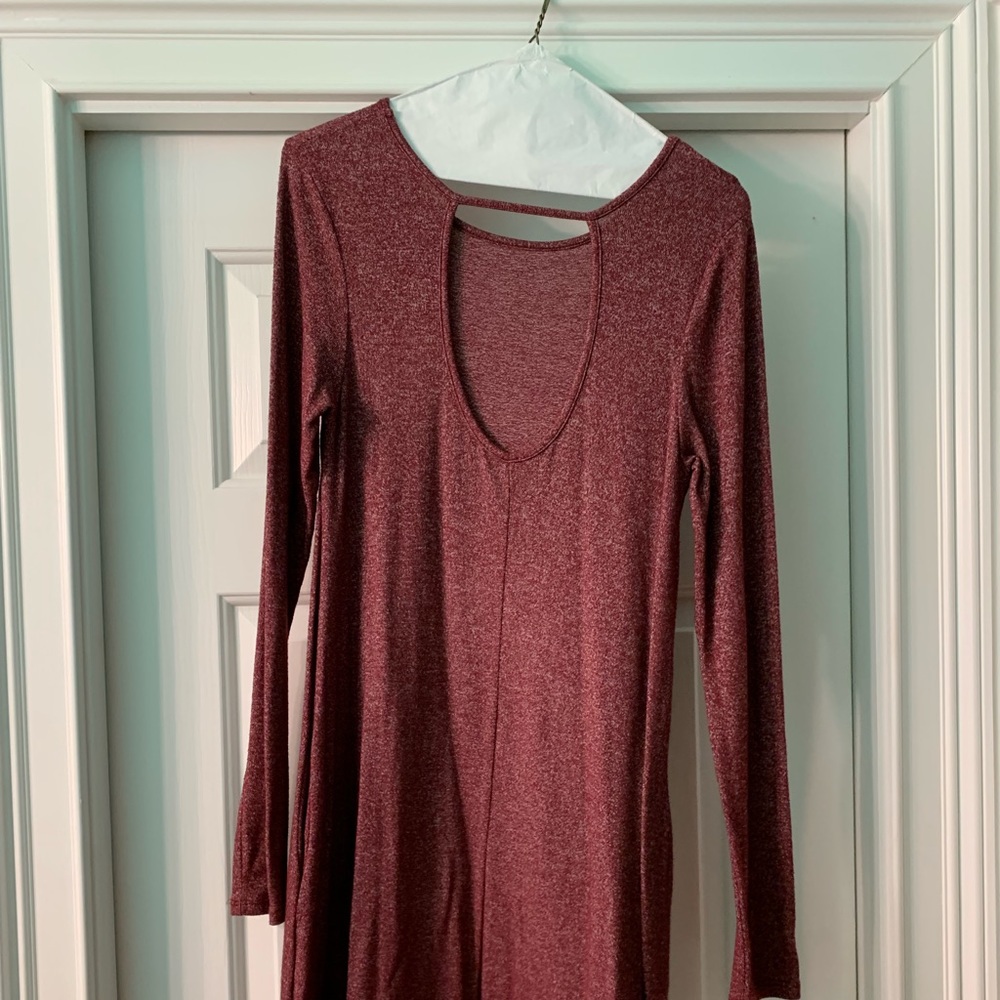 Long sleeve maroon dress